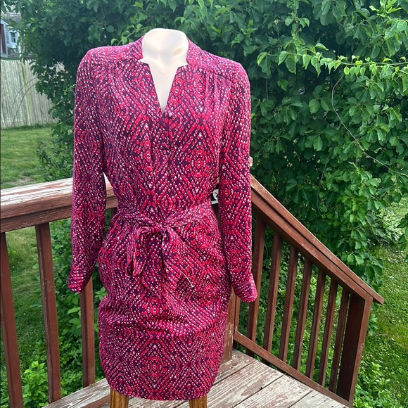 Lilla P Pink Long Sleeve V-Neck Dress Size Small - Tie Waist - Picture 6 of 6